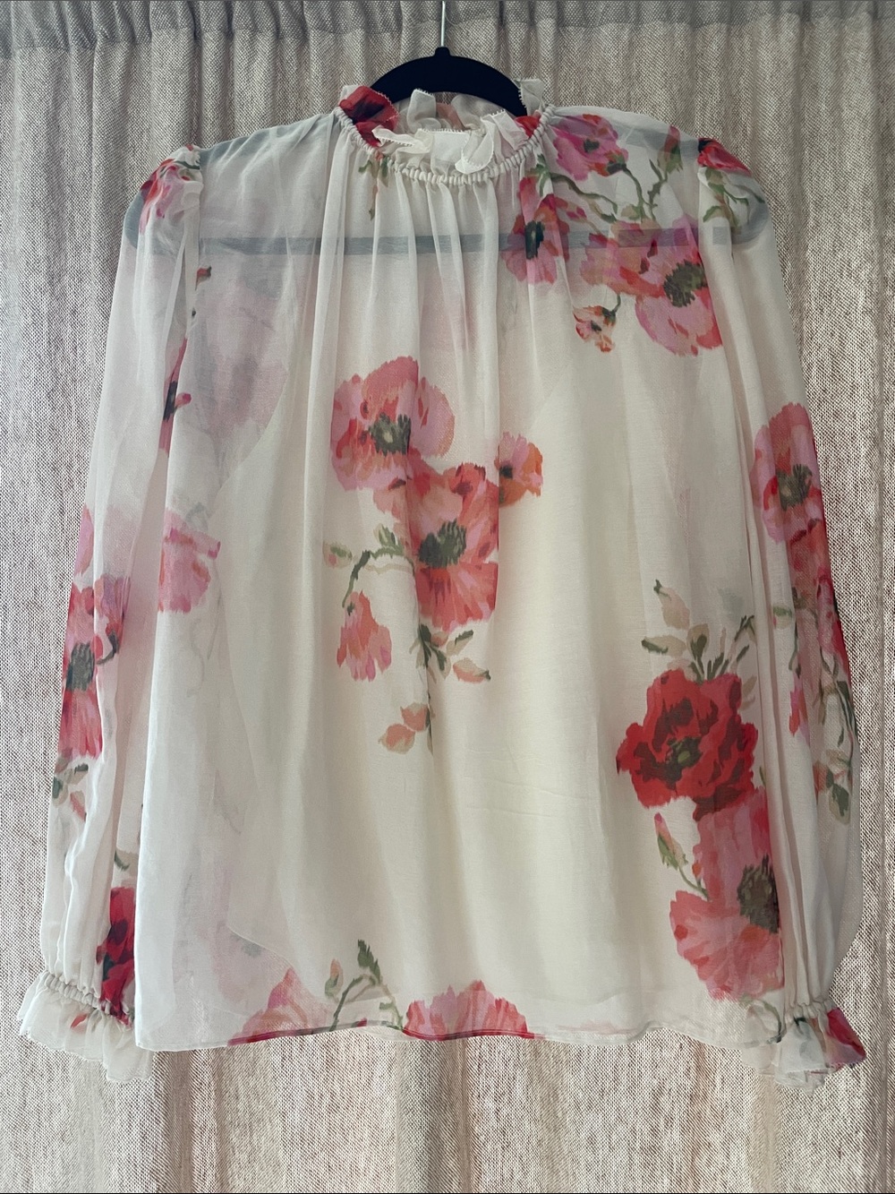 Zimmermann White Floral Long-Sleeve Blouse - Pink & Red Floral Size 1